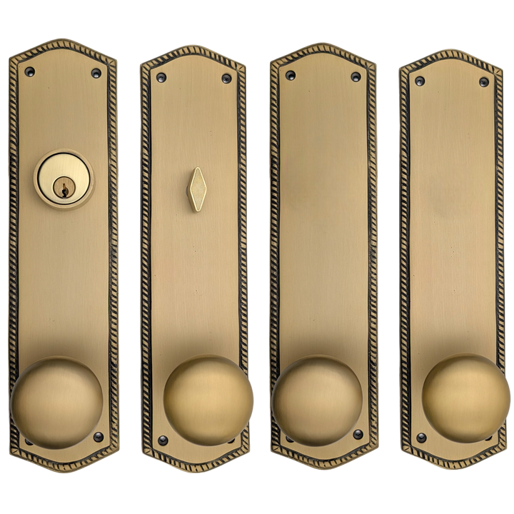 Georgian Roped Oval Double Door Deadbolt Entryway Set (Several Finishes Available)