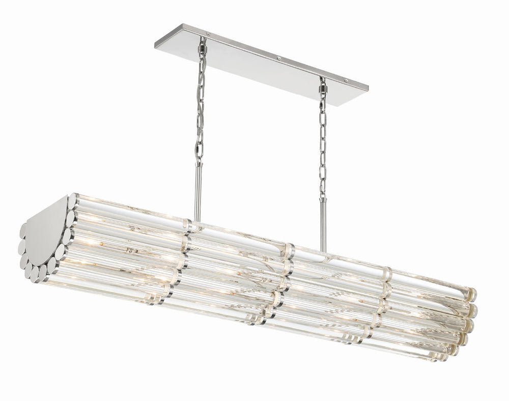 Libby Langdon Elliot 6 Light Polished Nickel Linear Chandelier Crystorama