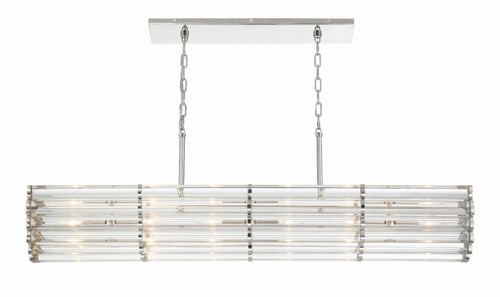 Libby Langdon Elliot 6 Light Polished Nickel Linear Chandelier Crystorama