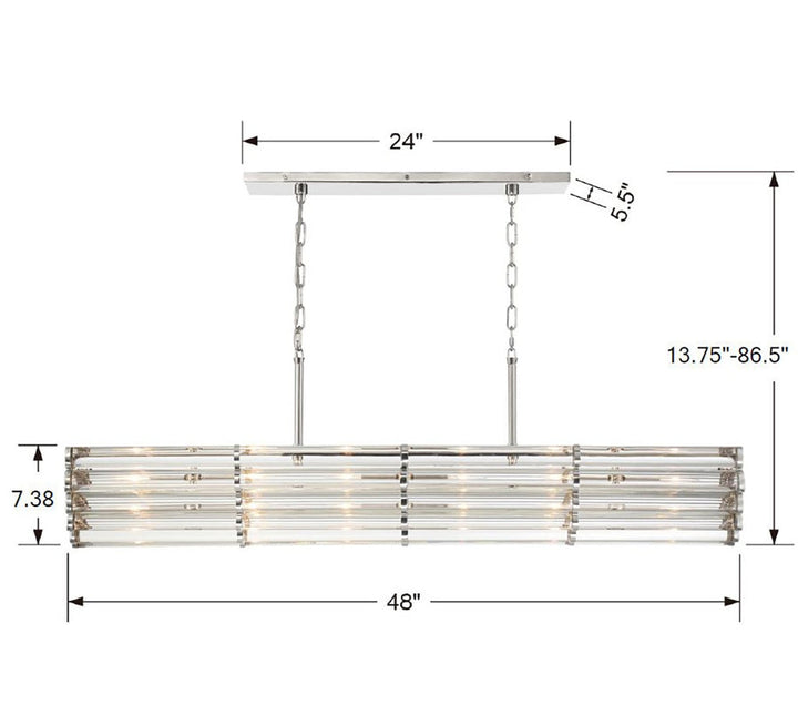 Libby Langdon Elliot 6 Light Polished Nickel Linear Chandelier Crystorama