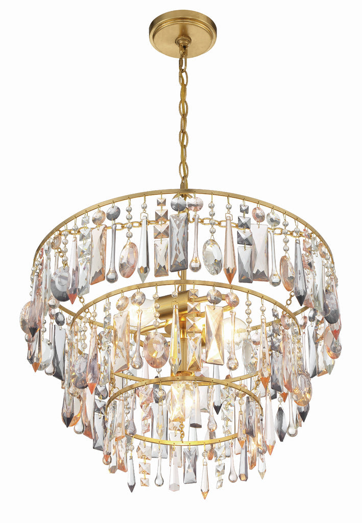 Elsa 3 Light Antique Gold Chandelier Crystorama