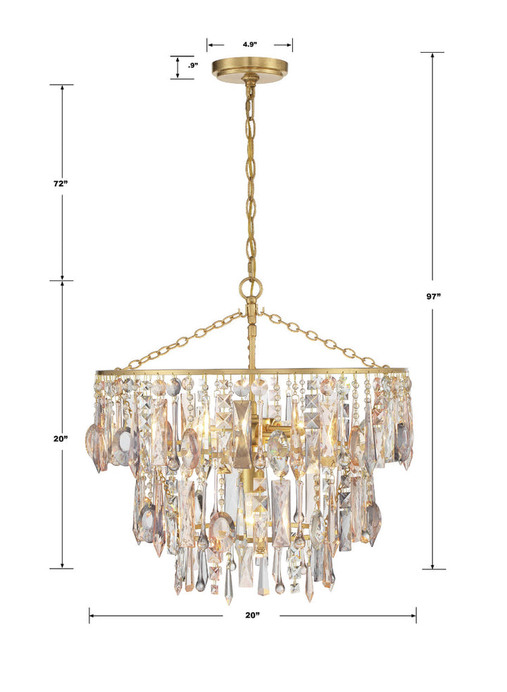 Elsa 3 Light Antique Gold Chandelier Crystorama