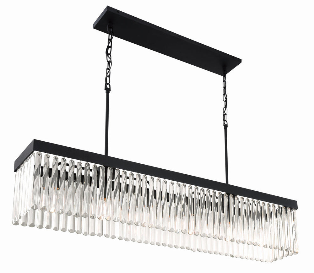 Emory 6 Light Black Forged Linear Chandelier Crystorama