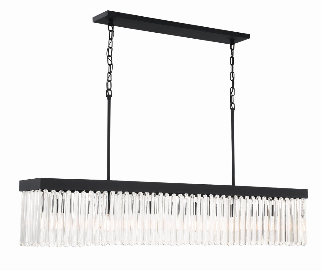 Emory 6 Light Black Forged Linear Chandelier Crystorama