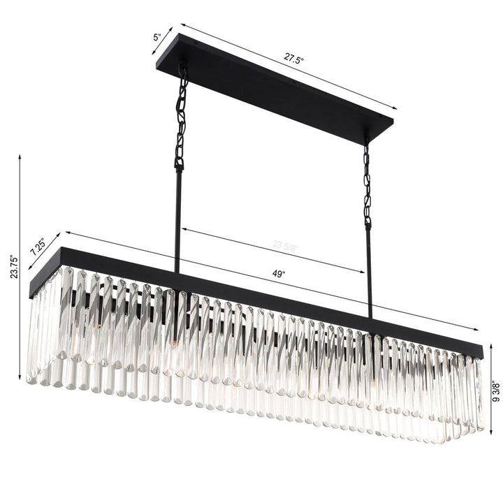 Emory 6 Light Black Forged Linear Chandelier Crystorama