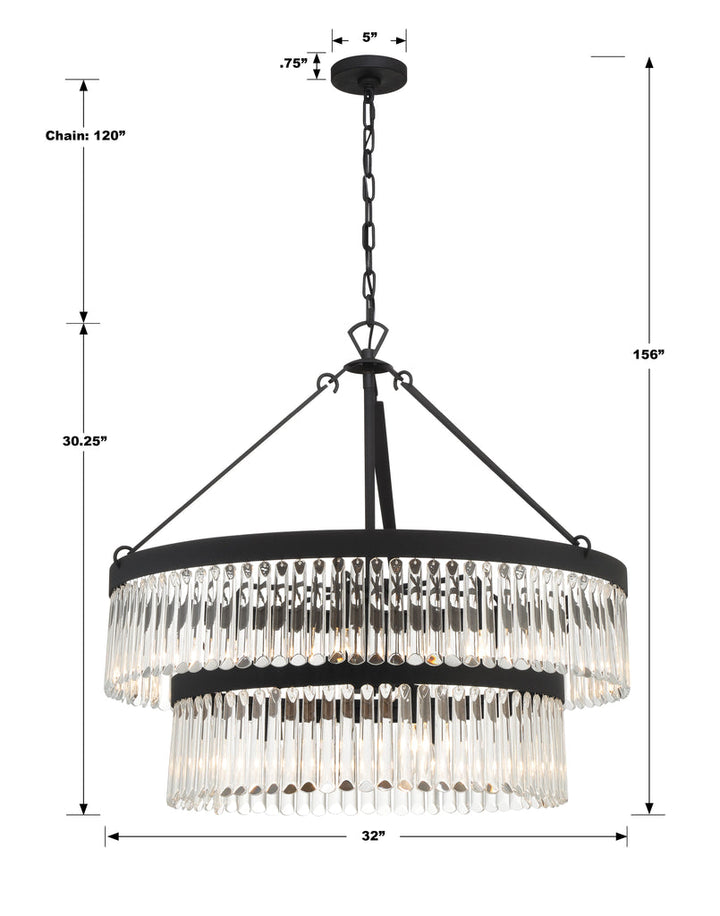 Emory 9 Light Black Forged Chandelier Crystorama