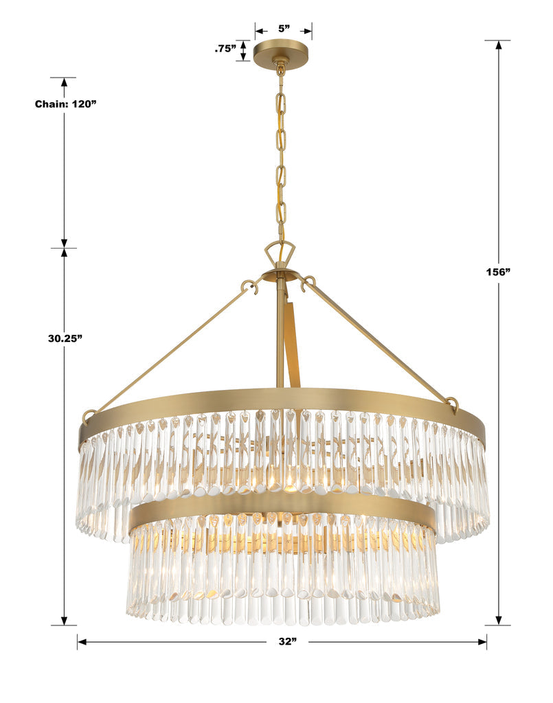 Emory 9 Light Modern Gold Chandelier Crystorama