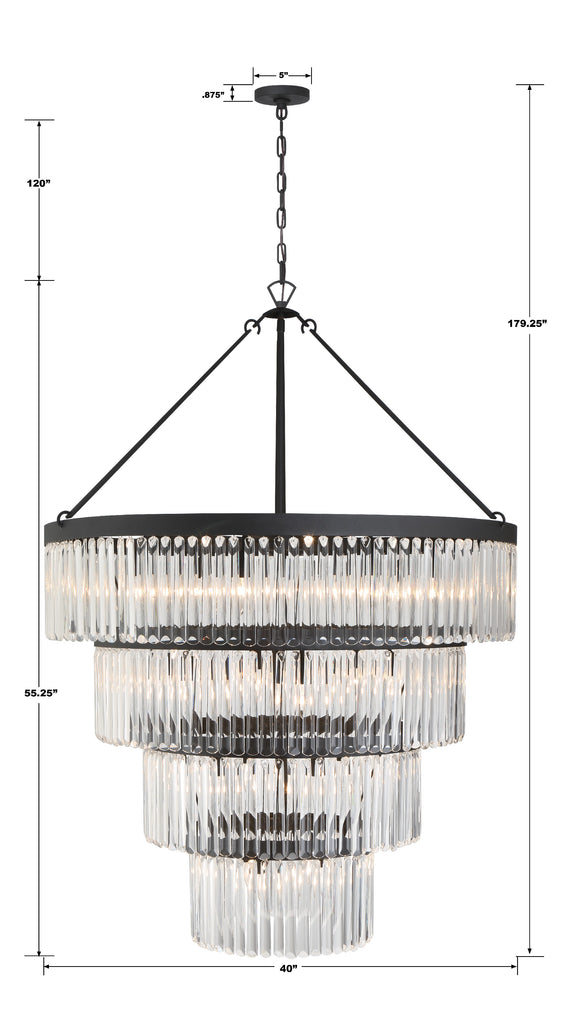 Emory 22 Light Black Forged Chandelier Crystorama