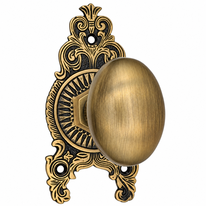 Ornate Victorian Rosette Door Set with Egg Door Knobs (Several Finishes Available)