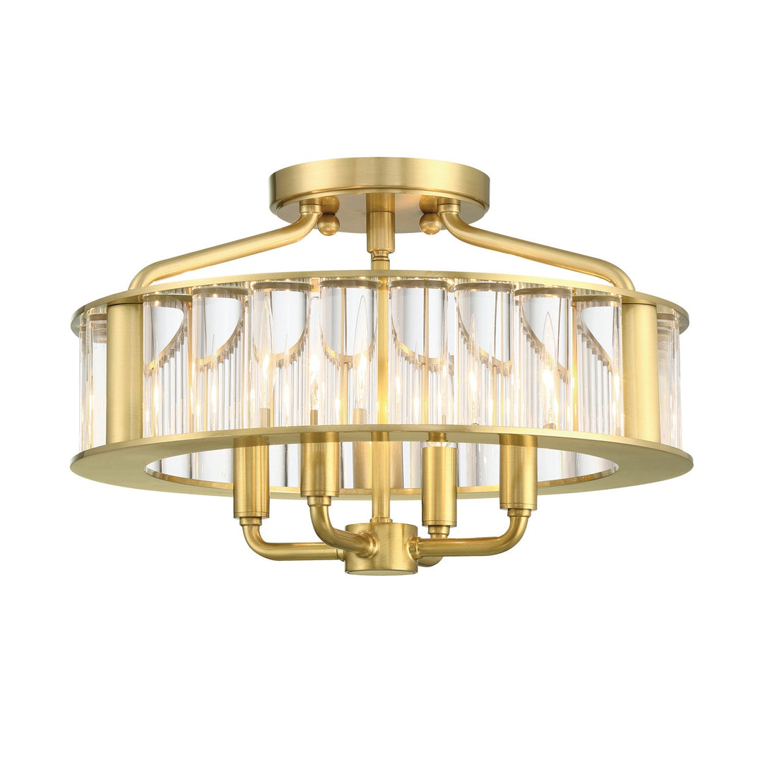 Crystorama Crystorama Libby Langdon Farris 4 Light Aged Brass Semi Flush Mount