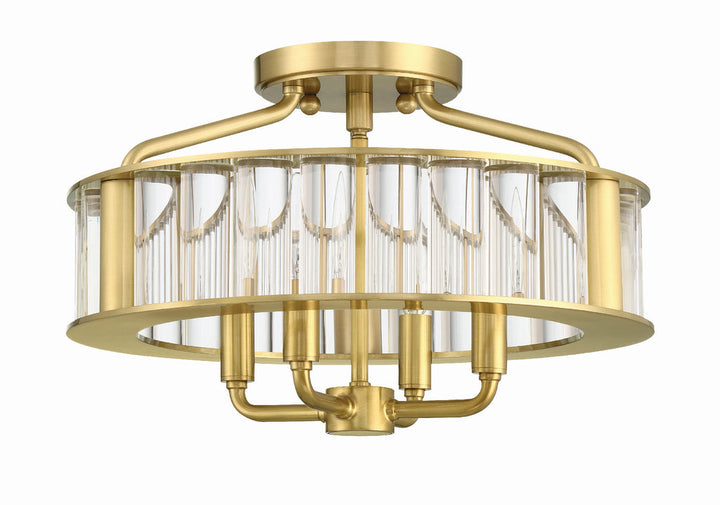 Crystorama Crystorama Libby Langdon Farris 4 Light Aged Brass Semi Flush Mount