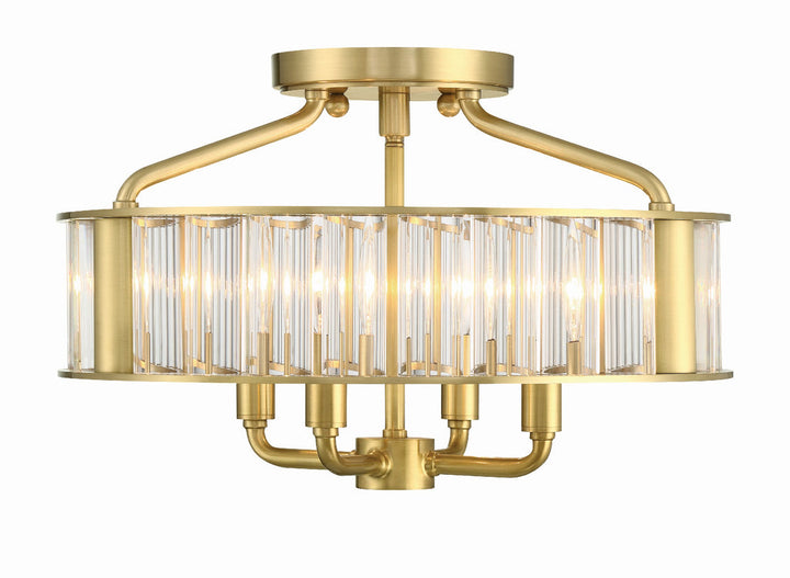 Crystorama Crystorama Libby Langdon Farris 4 Light Aged Brass Semi Flush Mount