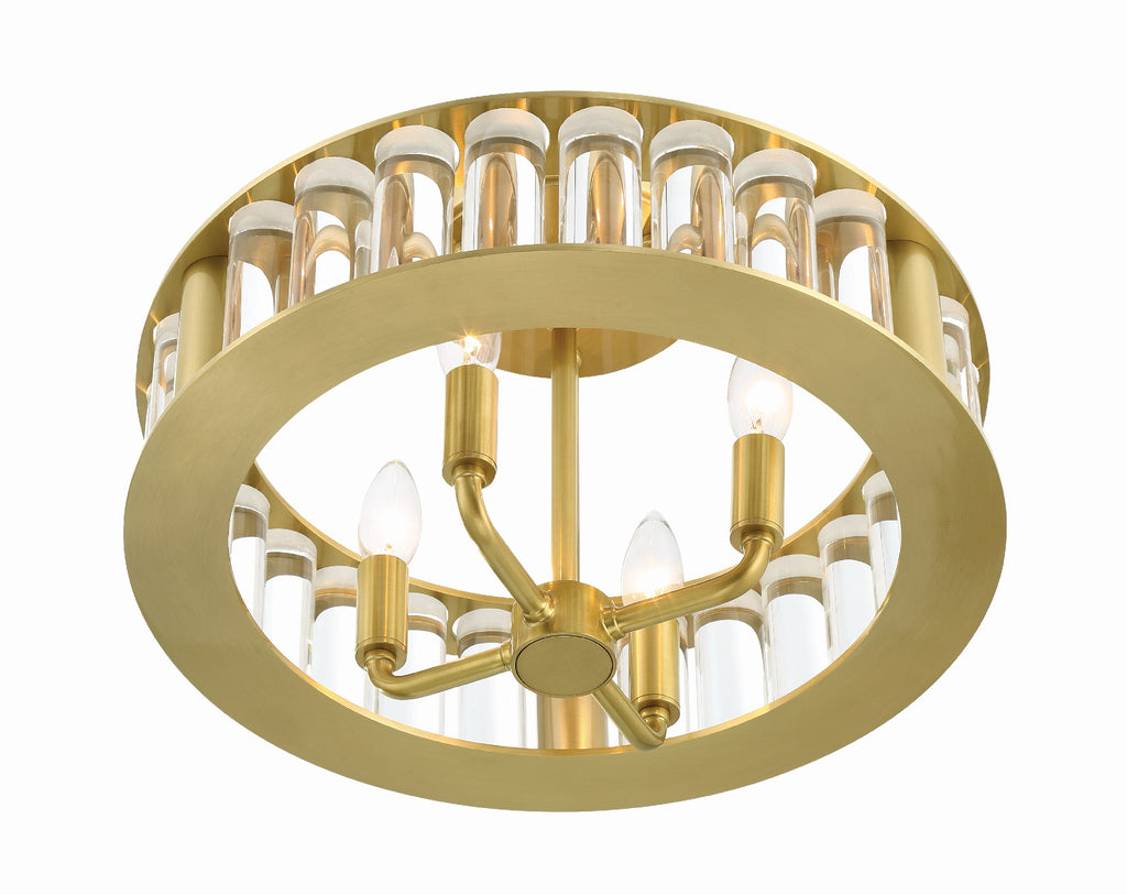 Crystorama Crystorama Libby Langdon Farris 4 Light Aged Brass Semi Flush Mount