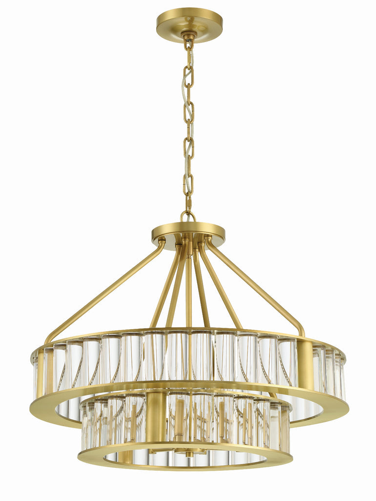 Libby Langdon Farris 6 Light Aged Brass Chandelier Crystorama