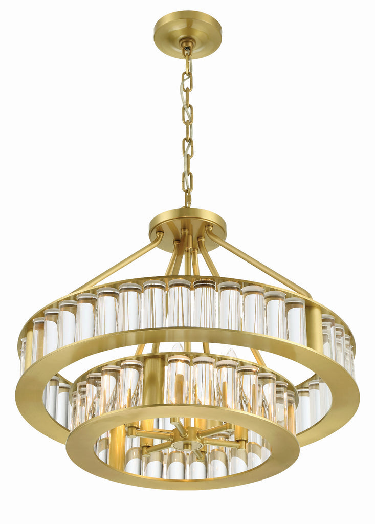 Libby Langdon Farris 6 Light Aged Brass Chandelier Crystorama