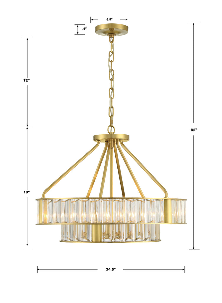 Libby Langdon Farris 6 Light Aged Brass Chandelier Crystorama