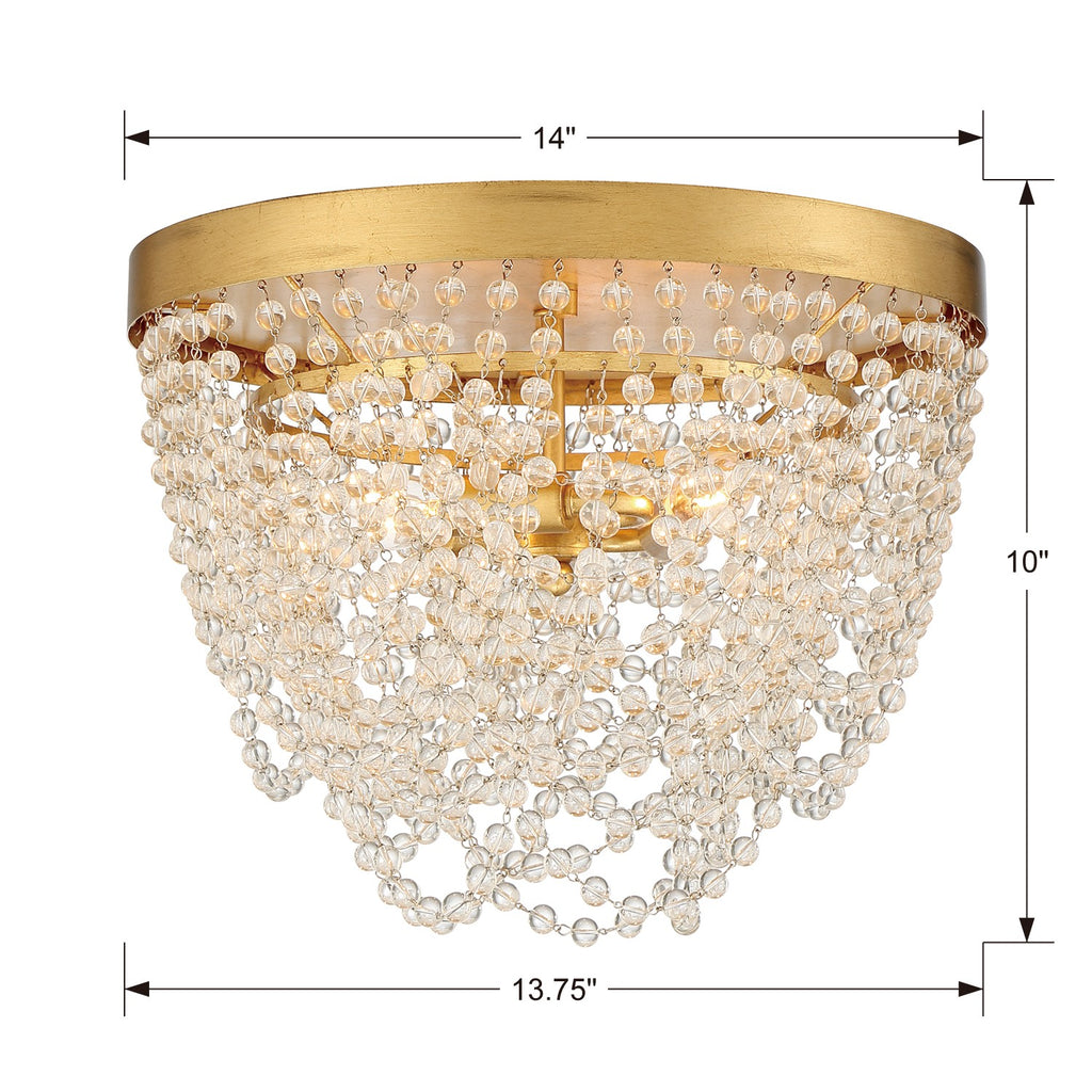 Crystorama Crystorama Fiona 3 Light Antique Gold Flush Mount