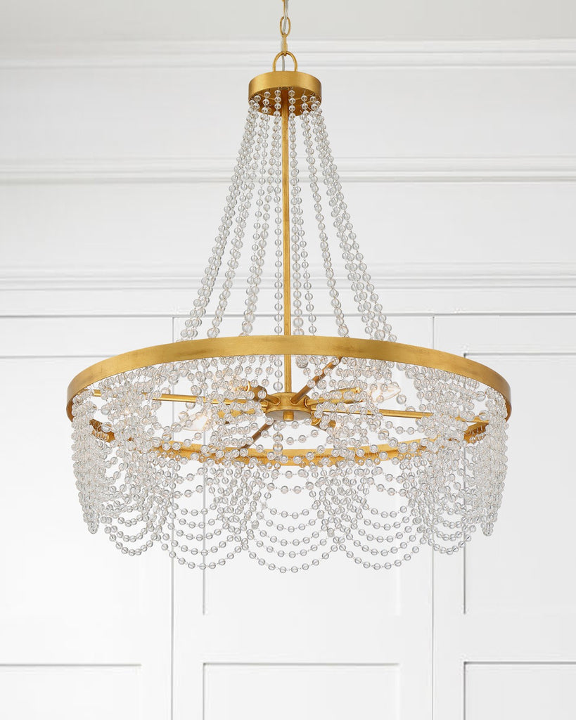 Fiona 4 Light Antique Gold Chandelier with Clear Beads Crystorama