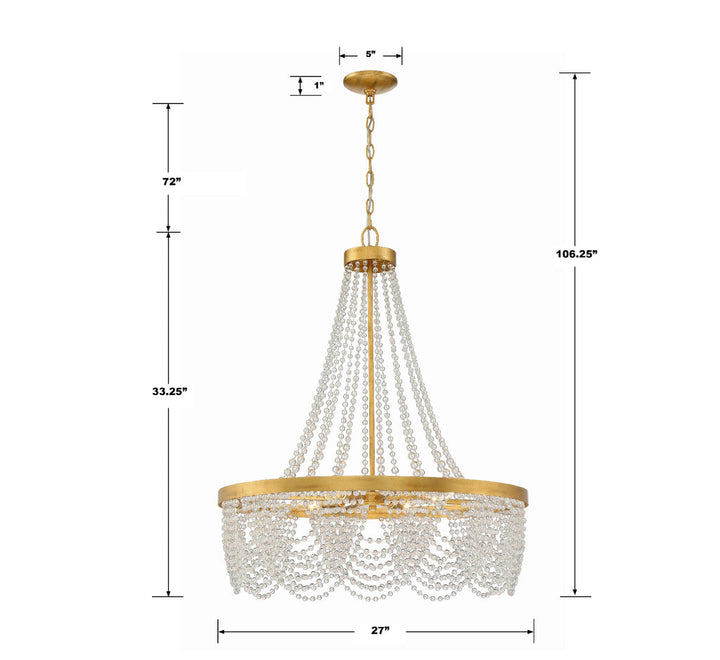 Fiona 4 Light Antique Gold Chandelier with Clear Beads Crystorama