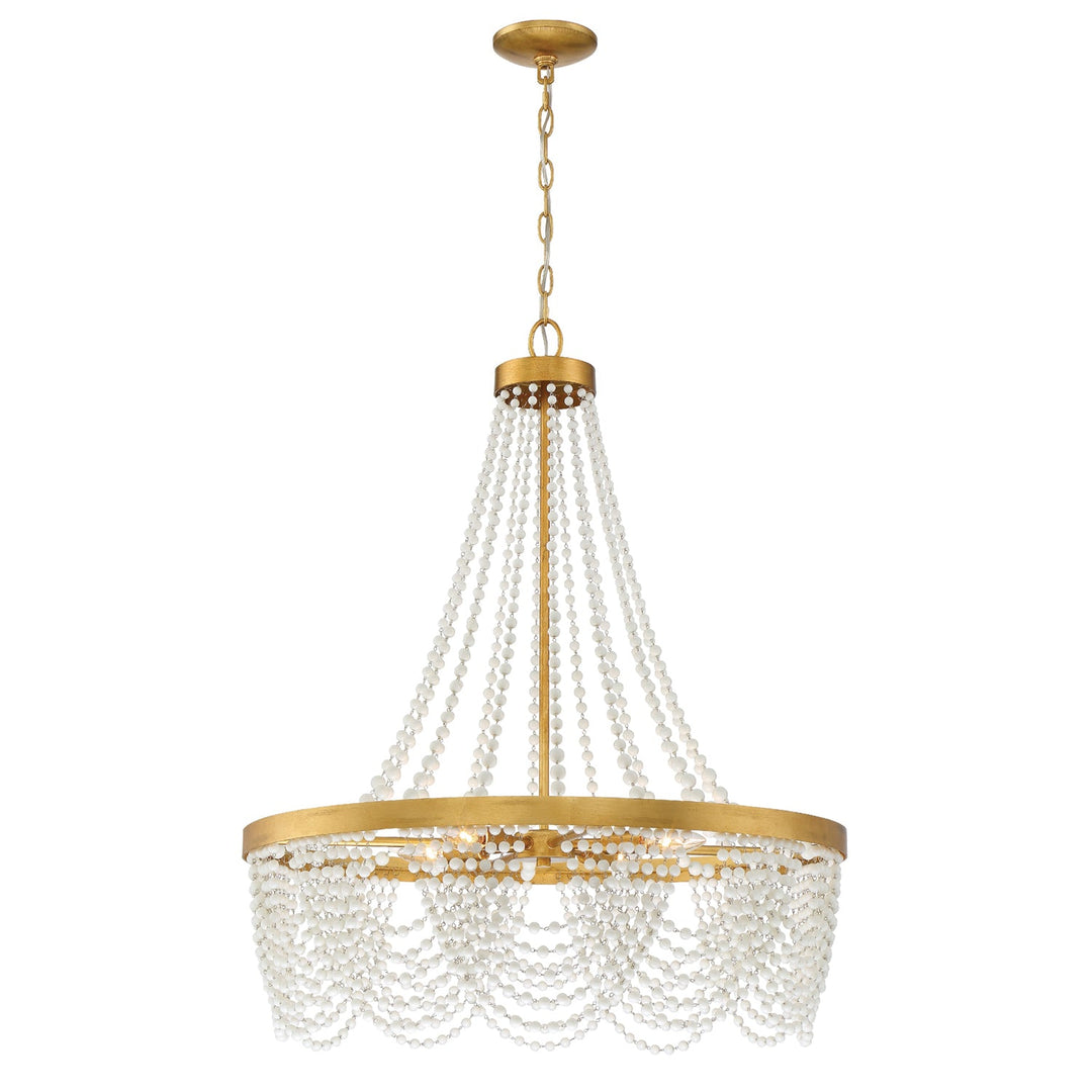 Fiona 4 Light Antique Gold Chandelier with White Beads Crystorama