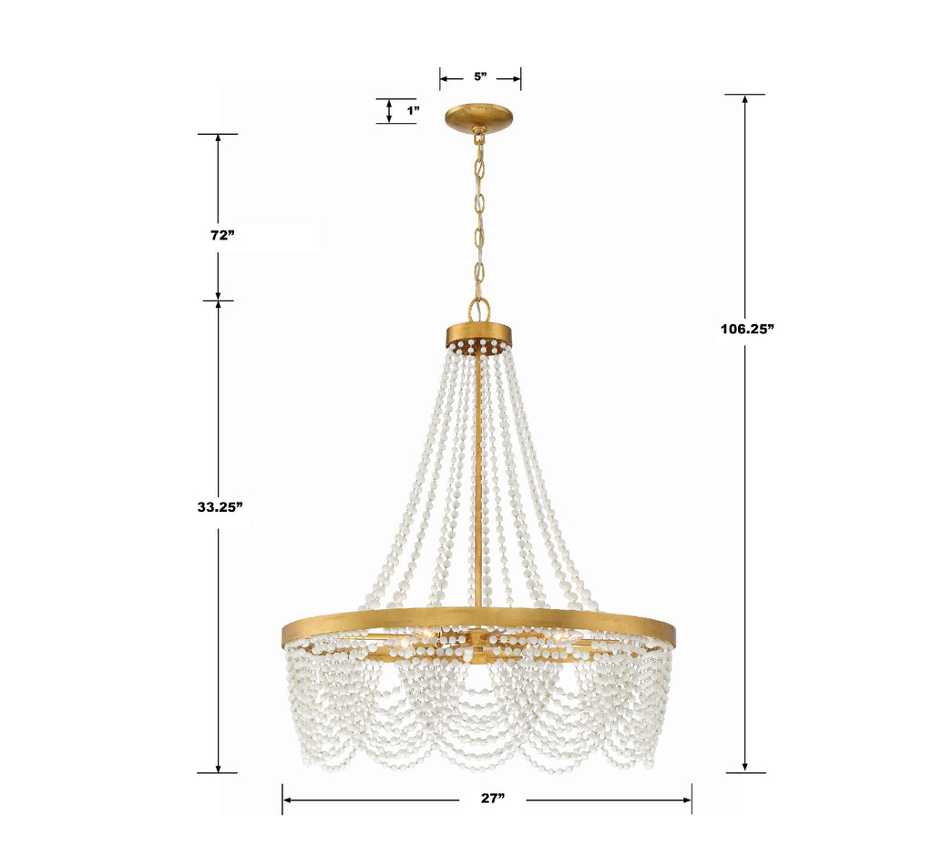 Fiona 4 Light Antique Gold Chandelier with White Beads Crystorama