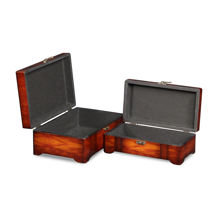 CHEUNGS Sabetta Wooden Set of 2 Burlwood Veneer Storage Boxes