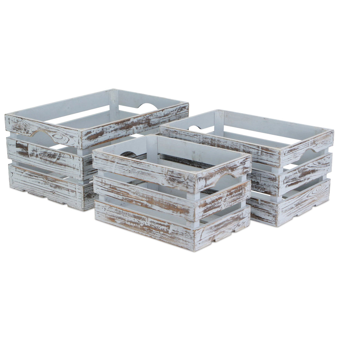 CHEUNGS Isolde Set of 3 Wooden Crates - Gray Wash