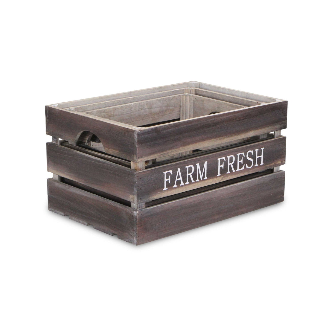 CHEUNGS Isolde Set of 3 Wood Crates - Farm Fresh