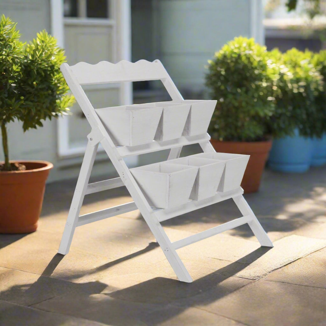 CHEUNGS Emmeline 6 Slot Tiered Garden Stand - White