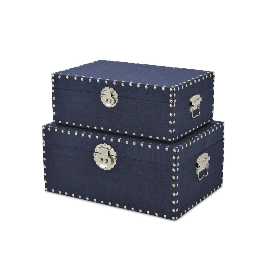 CHEUNGS Isra Set of 2 Studded Linen Mini Trunks - Navy Blue