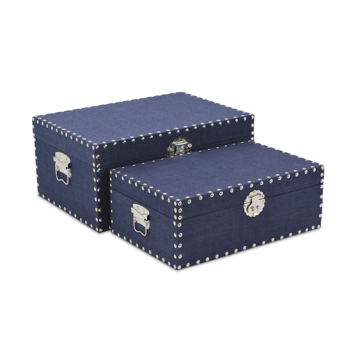 CHEUNGS Isra Set of 2 Studded Linen Mini Trunks - Navy Blue