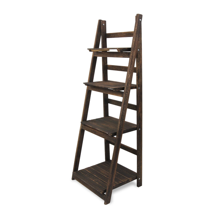 CHEUNGS Foxley 4 Tier Folding Wood Shelf - Brown