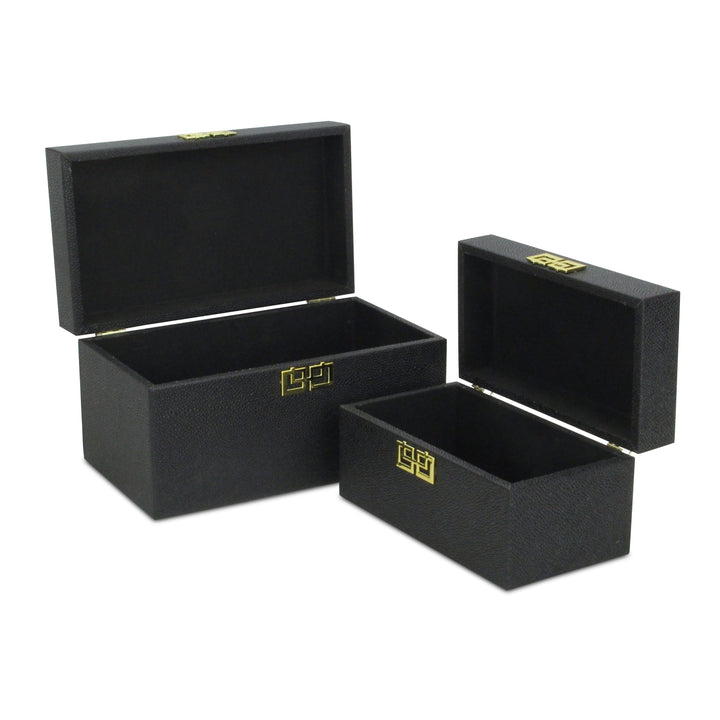 CHEUNGS Halona Set of 2 Double Happiness Shagreen Boxes - Black