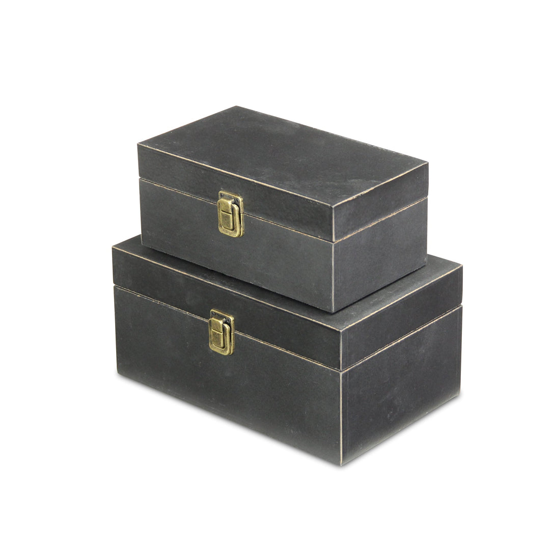 CHEUNGS Amadeo Set of 2 Wooden Latched Boxes - Black