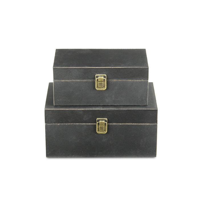 CHEUNGS Amadeo Set of 2 Wooden Latched Boxes - Black