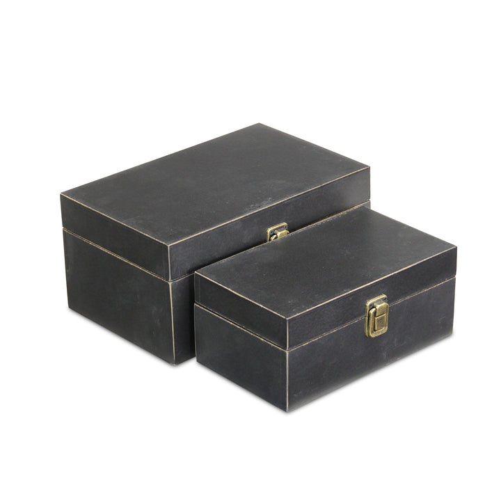 CHEUNGS Amadeo Set of 2 Wooden Latched Boxes - Black