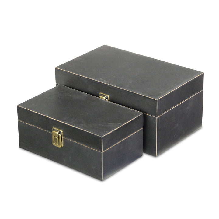 CHEUNGS Amadeo Set of 2 Wooden Latched Boxes - Black