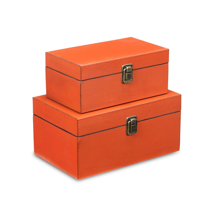 CHEUNGS Amadeo Set of 2 Wooden Latched Boxes - Orange