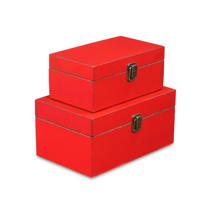 CHEUNGS Amadeo Set of 2 Wooden Latched Boxes - Red