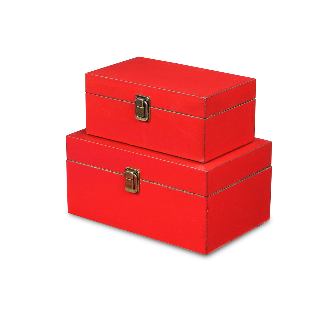 CHEUNGS Amadeo Set of 2 Wooden Latched Boxes - Red