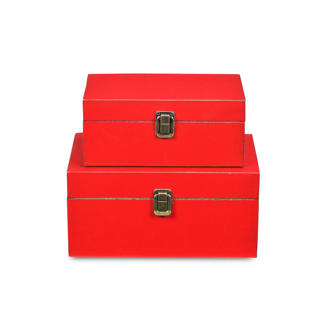 CHEUNGS Amadeo Set of 2 Wooden Latched Boxes - Red