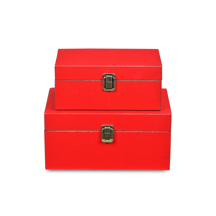 CHEUNGS Amadeo Set of 2 Wooden Latched Boxes - Red