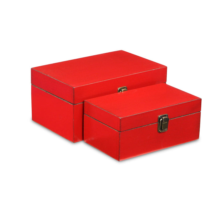 CHEUNGS Amadeo Set of 2 Wooden Latched Boxes - Red