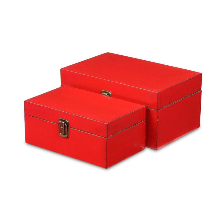 CHEUNGS Amadeo Set of 2 Wooden Latched Boxes - Red