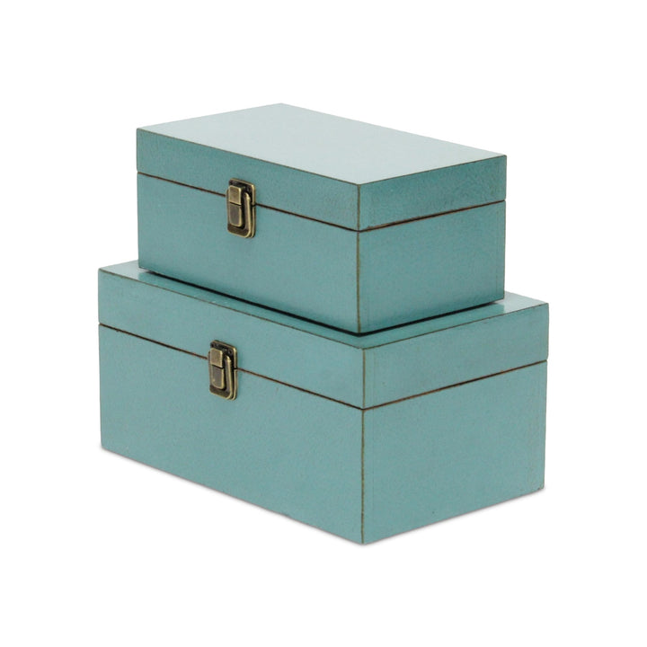 CHEUNGS Amadeo Set of 2 Wooden Latched Boxes - Blue