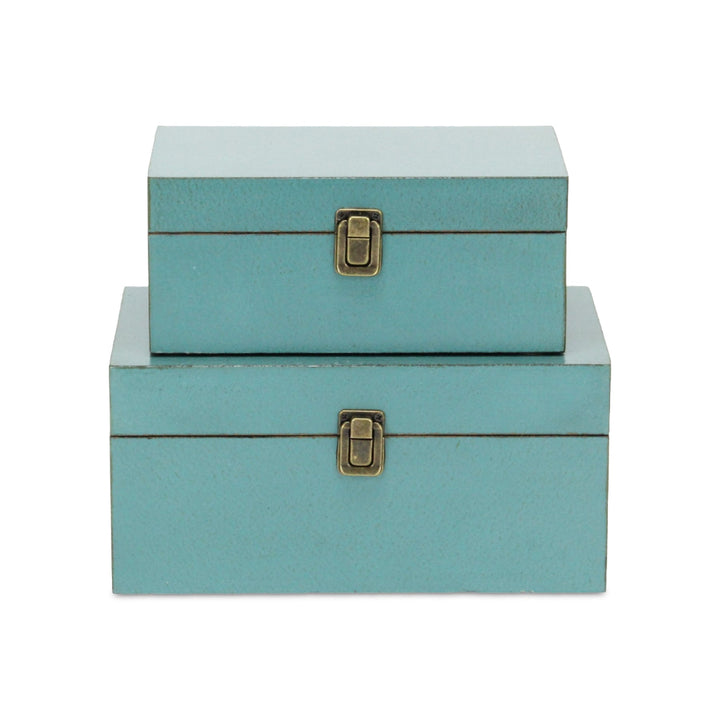 CHEUNGS Amadeo Set of 2 Wooden Latched Boxes - Blue