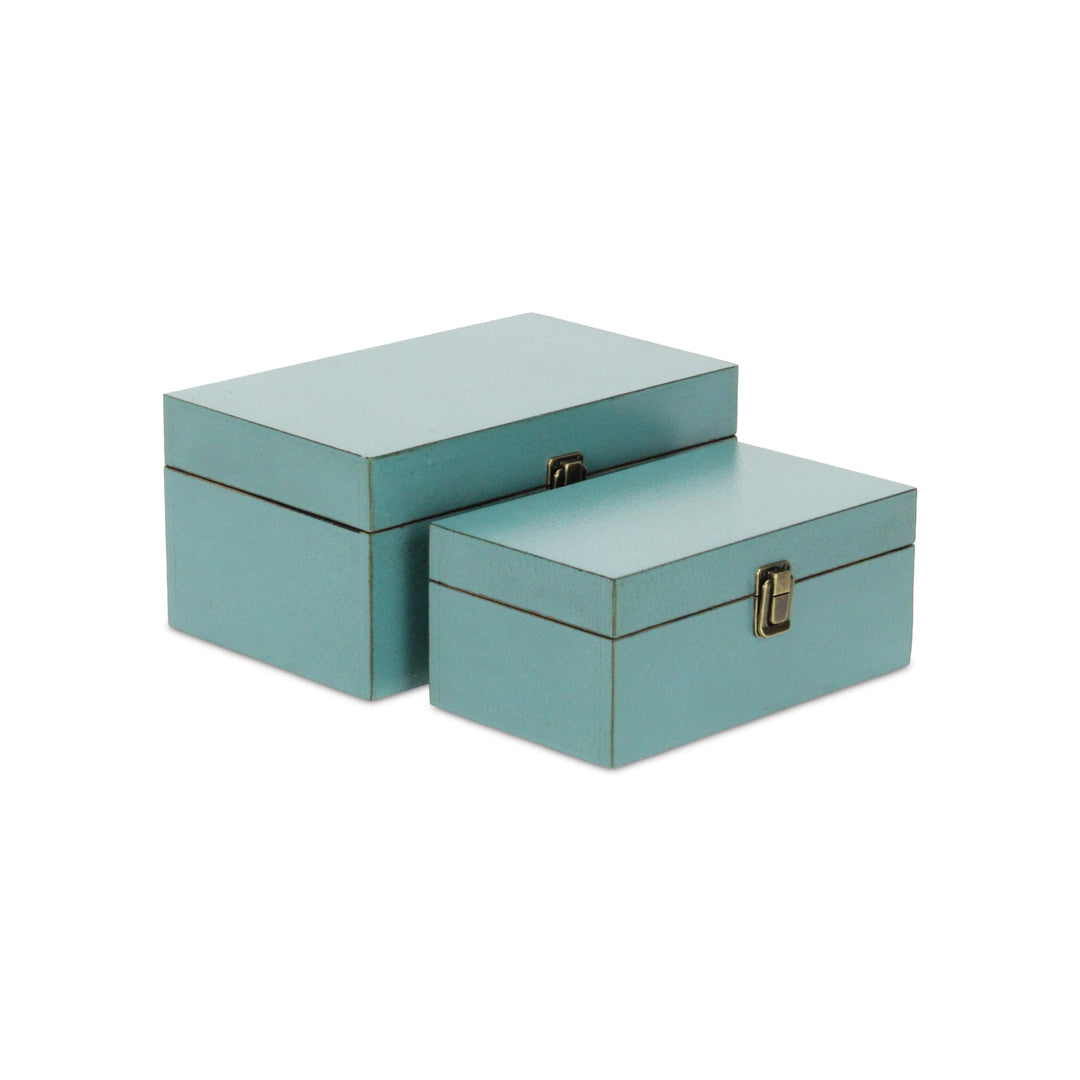 CHEUNGS Amadeo Set of 2 Wooden Latched Boxes - Blue