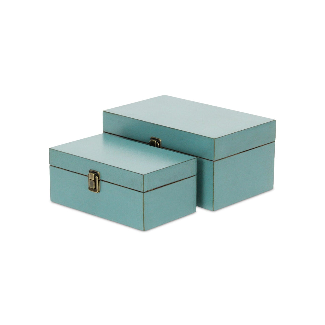 CHEUNGS Amadeo Set of 2 Wooden Latched Boxes - Blue