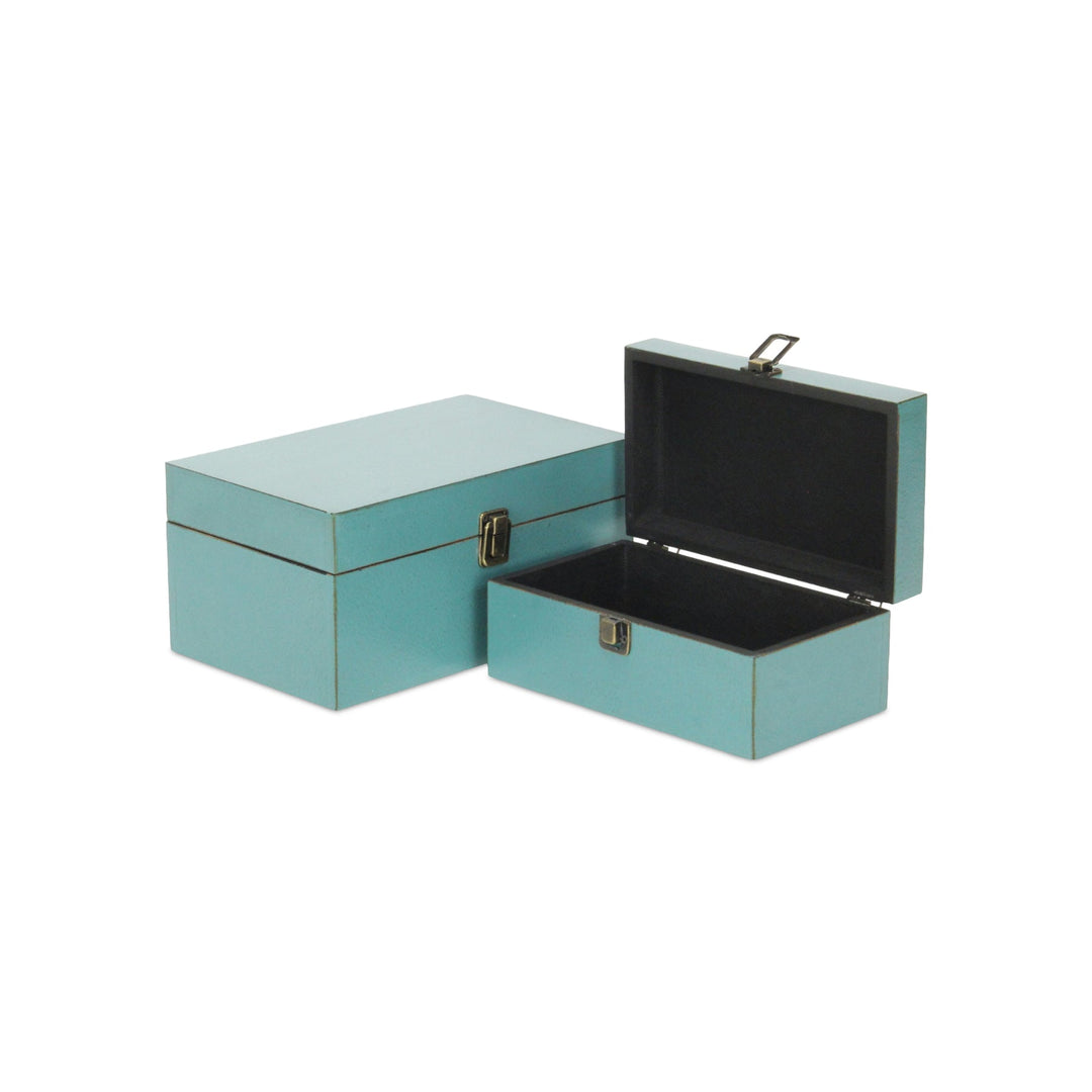 CHEUNGS Amadeo Set of 2 Wooden Latched Boxes - Blue