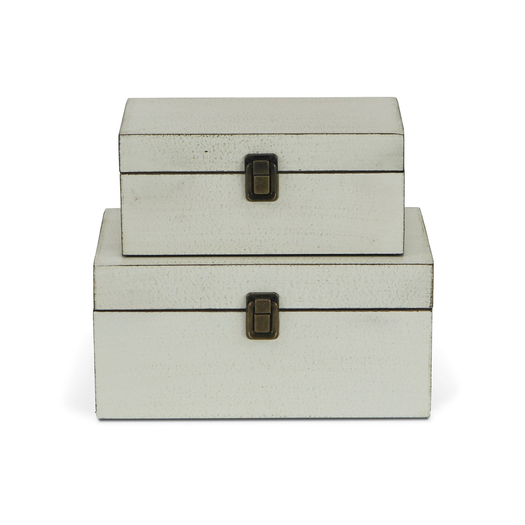 CHEUNGS Amadeo Set of 2 Wooden Latched Boxes - Off White